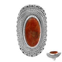 Zilveren ring met een Oranje Kingman Mohave Turkoois