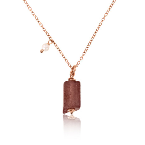 Strawberry Quartz Silver Necklace (Joias do Paraíso)