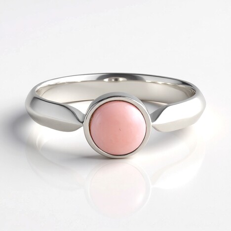Bague en argent et Opale rose (de Melo)