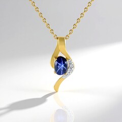 Collana in argento con Zaffiro Stellato Blu