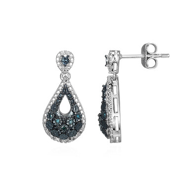 Blauer I3 Diamant-Silberohrringe