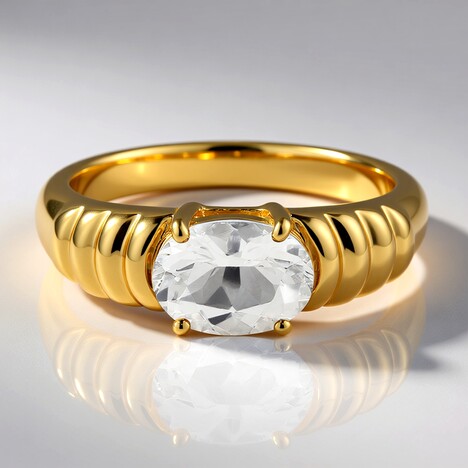Bague en or et Opale hyalite du Mexique