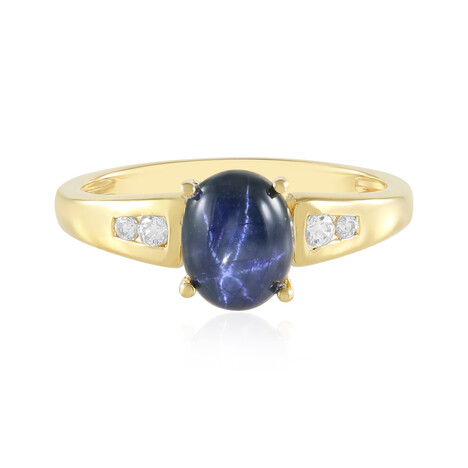Bague en argent et Saphir étoilé bleu