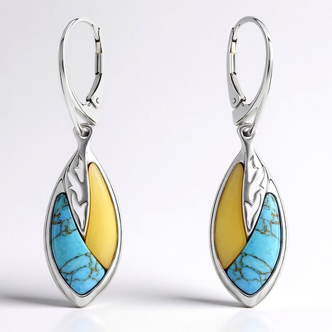 Orecchini in argento con Ambra Milky Baltica (dagen)