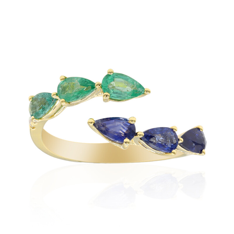 Diamond Smeraldo Carati Sri Lanka Zaffiro Carati Anello In Oro Con - Main Image