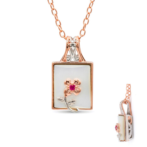 Zilveren halsketting met een parelmoer (Gems en Vogue)