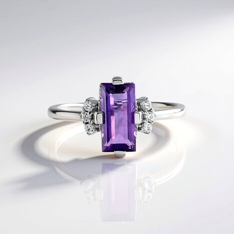 Bague en argent et Améthyste du Maroc
