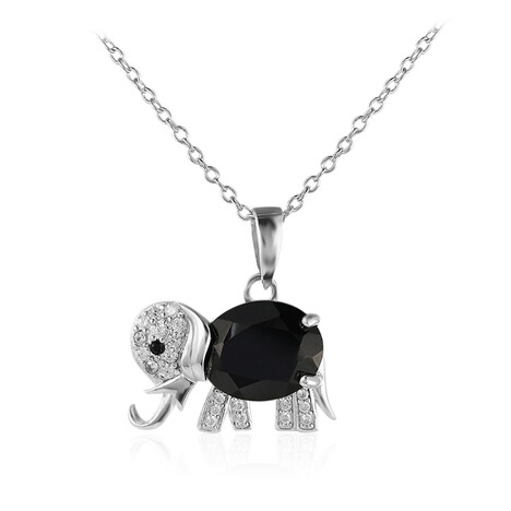 Zilveren halsketting met een zwarte spinel