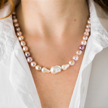White Freshwater Pearl Silver Necklace (TPC)