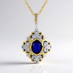 Collana in argento con Spinello Cobalto (Gems en Vogue)