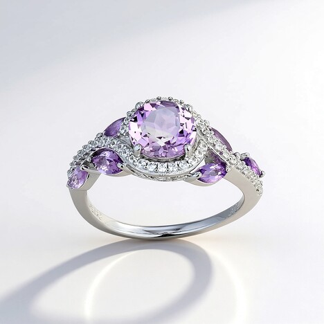 Anello in argento con Ametista Rose de France (Adela Silber)