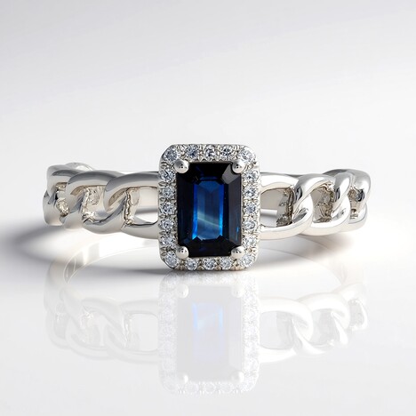Anello in oro con Zaffiro Ceylon Blu