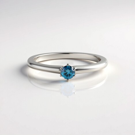 Anello in argento con Diamante Blu I2