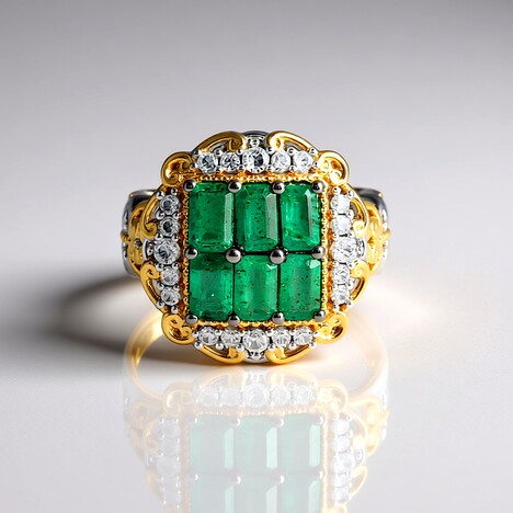 Anello in argento con Smeraldo Zambia (Gems en Vogue)