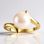 Bague en argent et Perle blanche de culture d'eau douce (TPC)