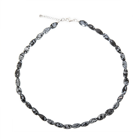 Collier en argent et Obsidienne Flocon-de-Neige
