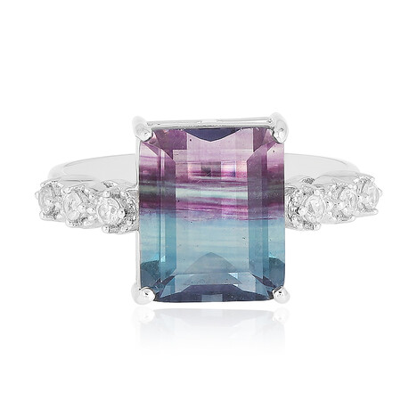 Anillo en plata con Fluorita multicolor