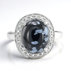 Anello in argento con Ossidiana Fiocco di Neve