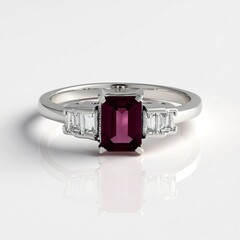Zilveren ring met een magenta granaat