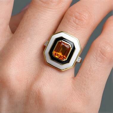 Bague en argent et Citrine Madère (M de Luca)