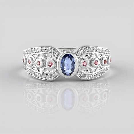 Anello in argento con Zaffiro Ceylon Blu (non riscaldato)