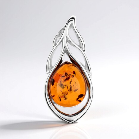 Ciondolo in argento con Ambra Baltica Cognac (dagen)