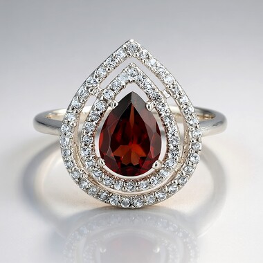 Pierścionek ze srebra - Granat z Mozambiku