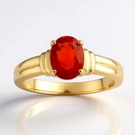 Bague en or et Opale de feu mexicaine AAA