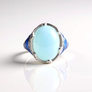 Bague en argent et Calcédoine bleue (Adela Silber)