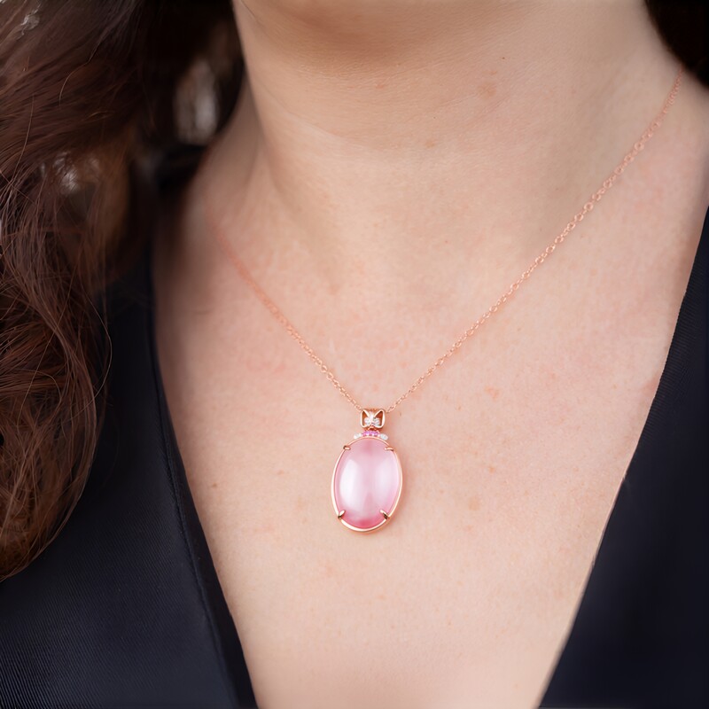 Zilveren halsketting met een Roze Mabé-parel (Gems en Vogue)