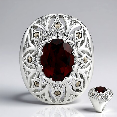 Anello in argento con Granato Mozambico (Annette classic)