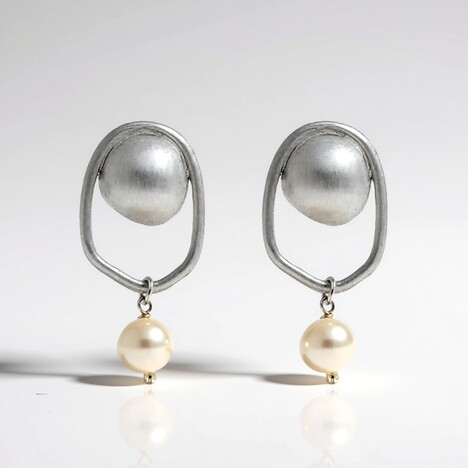 Orecchini in argento con Perla d'Acqua Dolce Bianca (Joias do Paraíso)