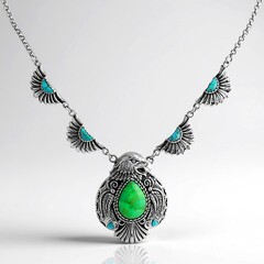 Collana in argento con Turchese Kingman Mohave Verde (Faszination Türkis)