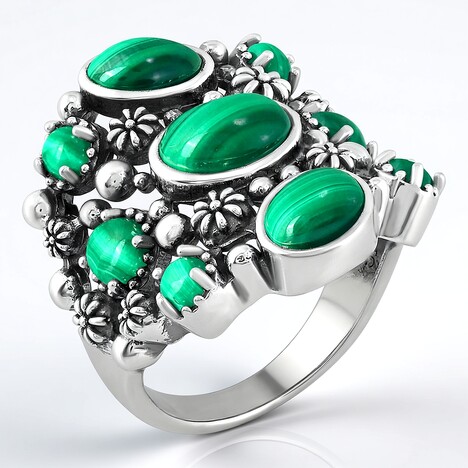 Bague en argent et Malachite (Desert Chic)