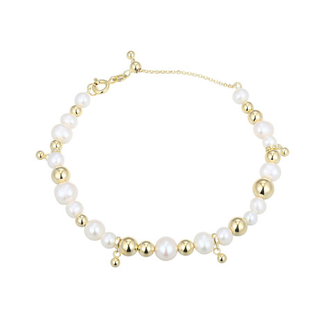 Weiße Süßwasserzuchtperlen-Silberarmband (Adela Silber)