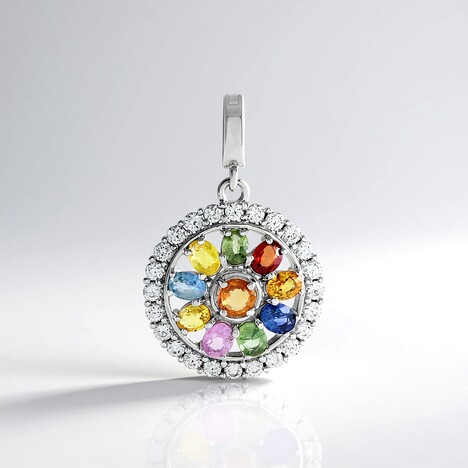 Ciondolo in argento con Zaffiro Fancy