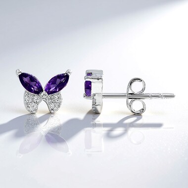 Pendientes en plata con Amatista de Zambia