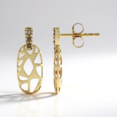 Orecchini in oro con Diamante Champagne I2 (Ornaments by de Melo)
