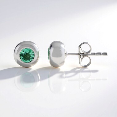 Colombian Emerald Silver Earrings
