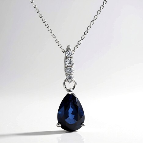 Collana in oro con Zaffiro Ceylon Blu