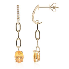 Pendientes en oro con Granate espesartina