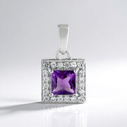 Pendentif en argent et Améthyste d'Uruguay