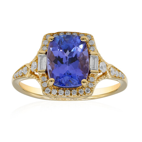 Gouden ring met een AAA tanzaniet (CIRARI)