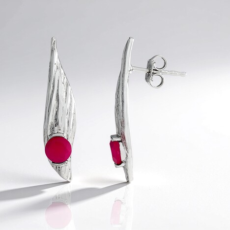 Orecchini in argento con Calcedonio Lampone (SAELOCANA)