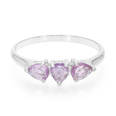 Bague en argent et Saphir pourpre de Ceylan non chauffé