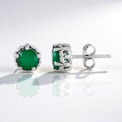 Orecchini in argento con Onice Verde