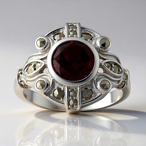 Anello in argento con Granato Mozambico (Annette classic)