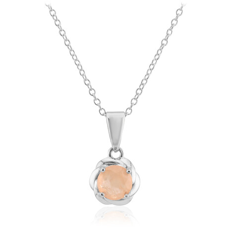 Peach Pastel Quartz Silver Necklace