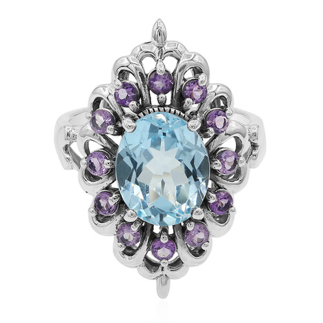 Anillo en plata con Topacio azul cielo