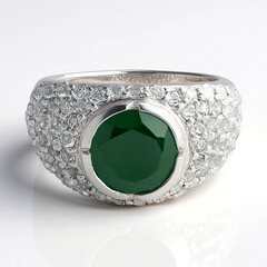 Anello in argento con Calcedonio Verde